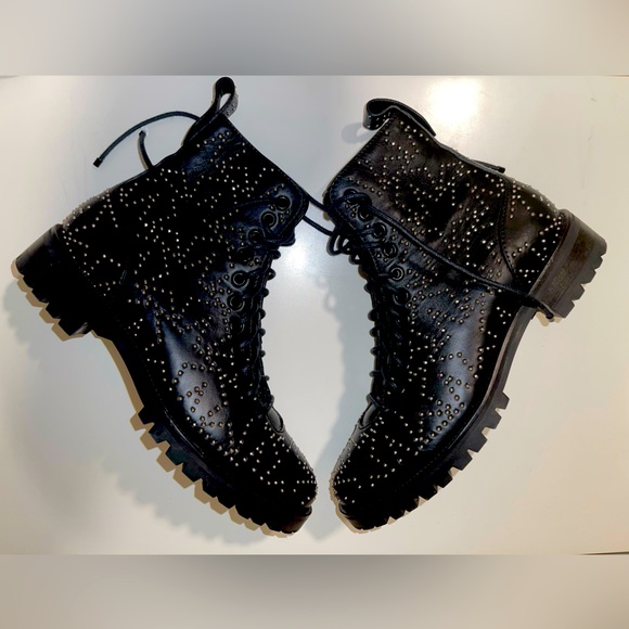 Jimmy Choo Leather Star Cruz Combat Boots - Picture 6 of 8